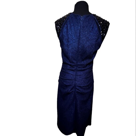 Xscape Navy Black Cocktail Fitted Knee Length Formal Dress SZ 8 Wedding Party - Picture 3 of 15